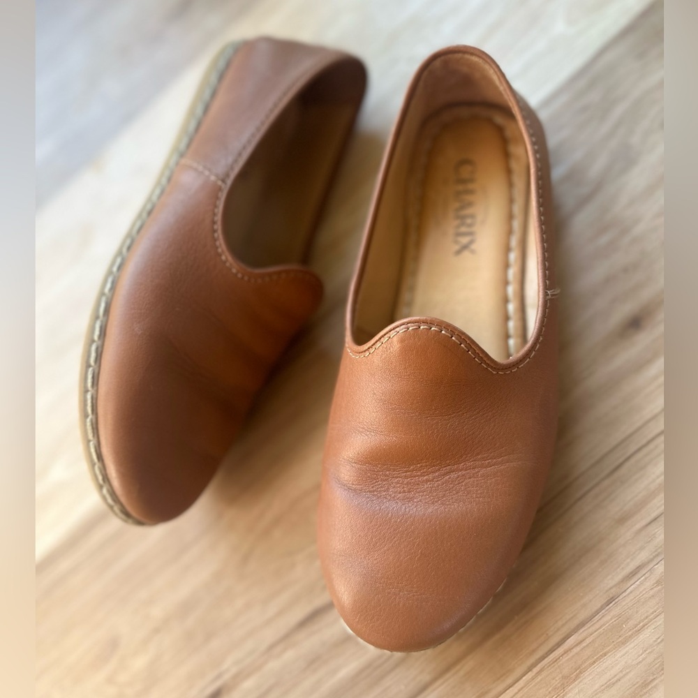 Charix Flat Loafers Shoes in Camel Brown Leather size 36 6